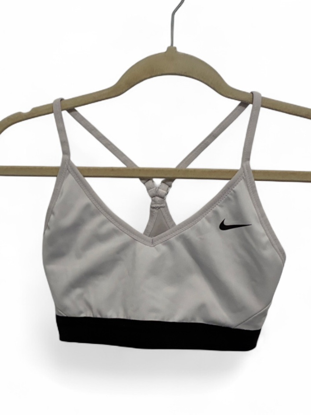 Nike Indy White and Black Strappy Sports Bra